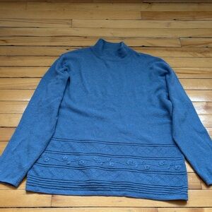 Vintage Elegant Blue Turtleneck Sweater